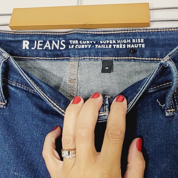 R Jeans Women's Blue Cotton Blend The Curvy Super High Rise Skinny Jean Size 34 - Picture 8 of 13